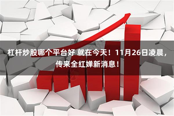 杠杆炒股哪个平台好 就在今天！11月26日凌晨，传来全红婵新消息！